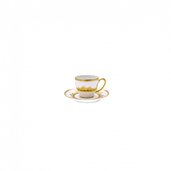 Set of 2 Coffee Cups and Saucers Feuille d'Or white