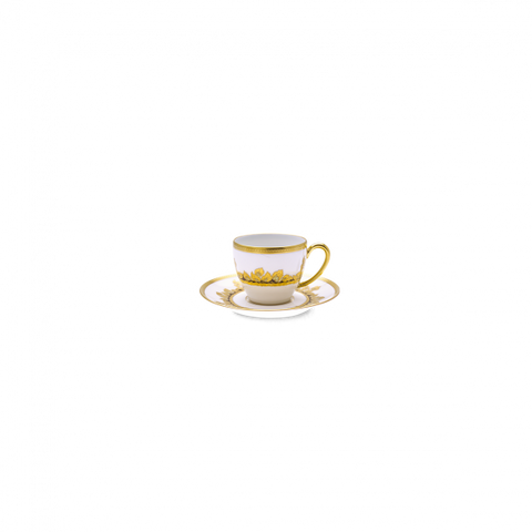 Set of 2 Coffee Cups and Saucers Feuille d'Or white