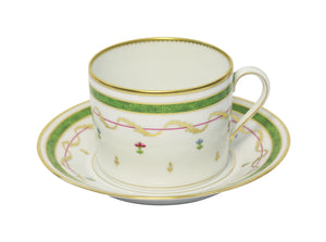 Set of 2 Cappuccino Cups and Saucers Vieux Paris Vert