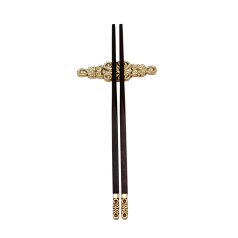 Set 1 Pair of  Chopsticks + 1 Holder Brass - Cavalier Royal