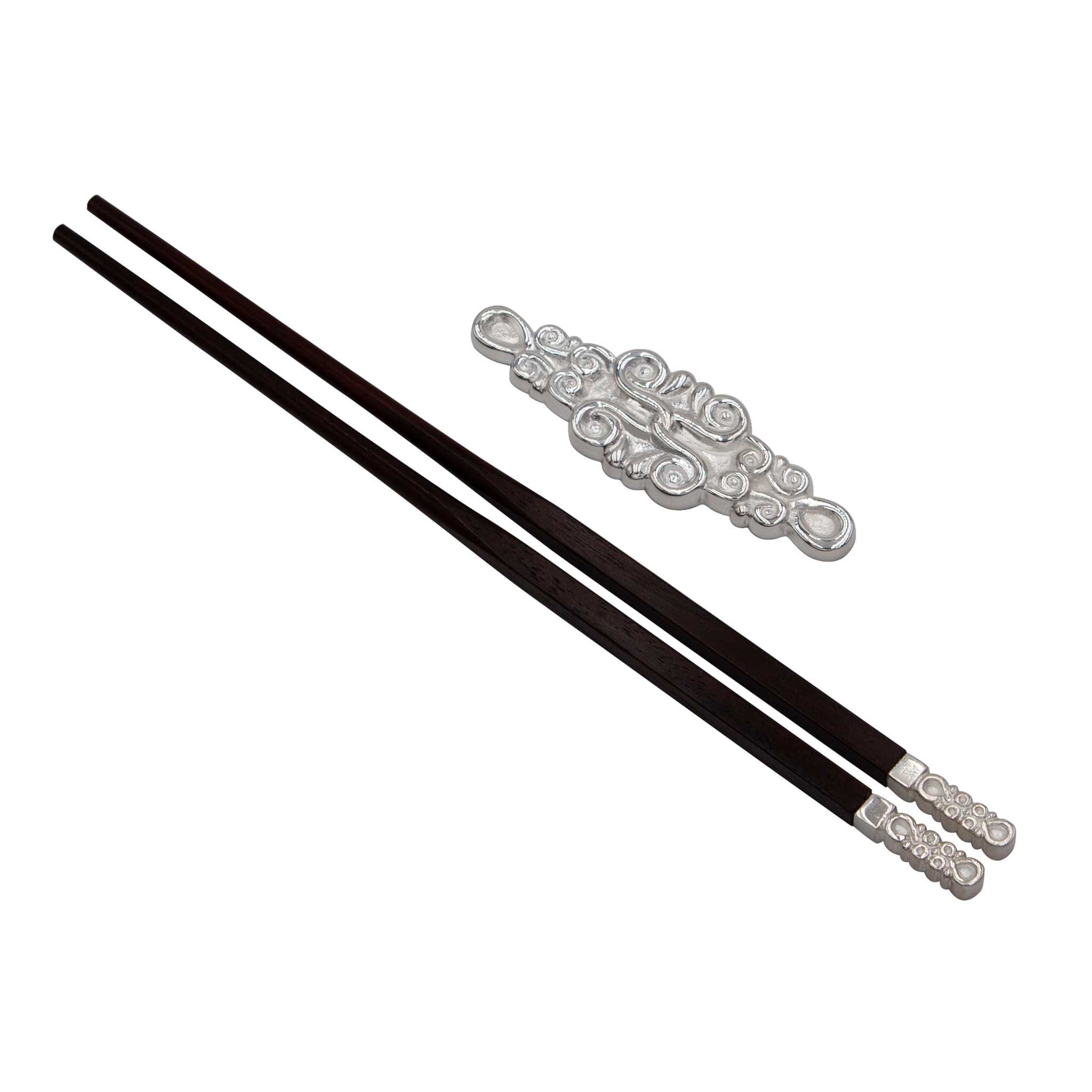 Set of 1 Chopsticks Pair  + 1 Holder  Silver Plated - Cavalier Royal