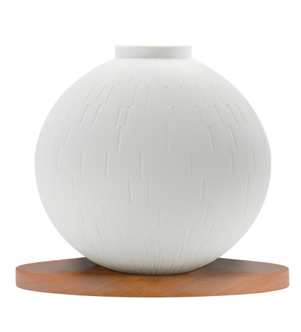 Sphere Vase Wooden Base Infini white