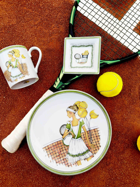 Set of 2 Dessert Plates Tennis - Les Week-ends de Mademoiselle by Véronique Lataste