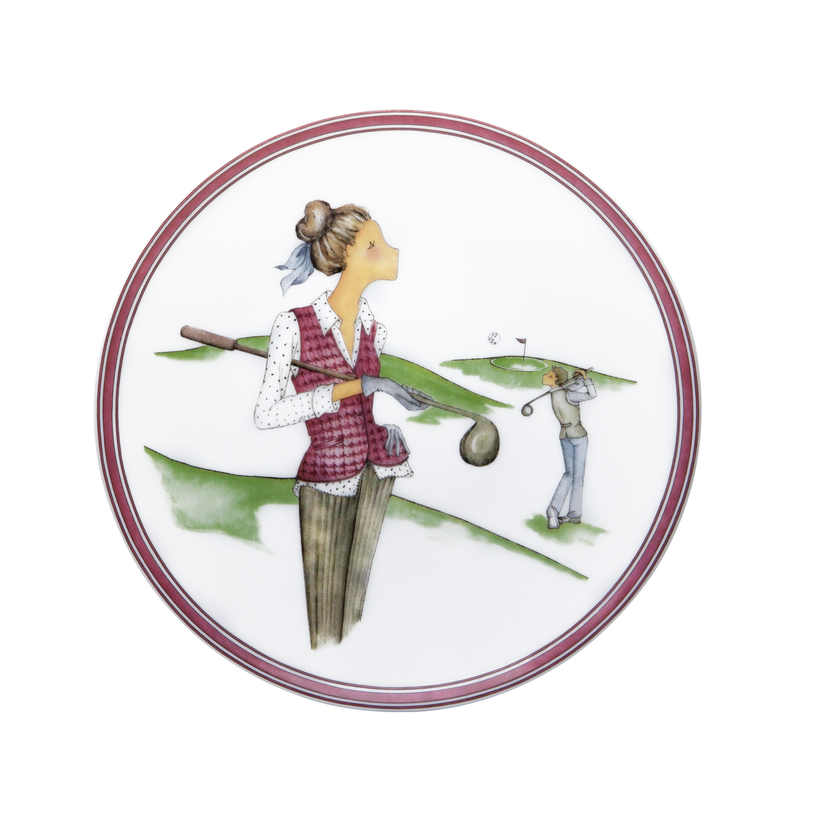 Set of 2 Dessert Plates Golf - Les Week-ends de Mademoiselle by Véronique Lataste