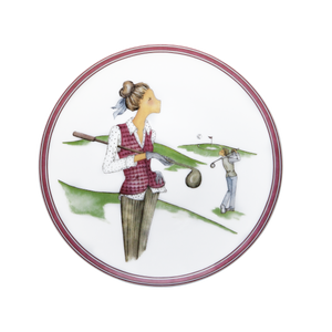 Set of 2 Dessert Plates Golf - Les Week-ends de Mademoiselle by Véronique Lataste