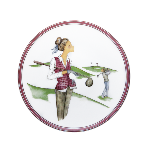 Set of 2 Dessert Plates Golf - Les Week-ends de Mademoiselle by Véronique Lataste