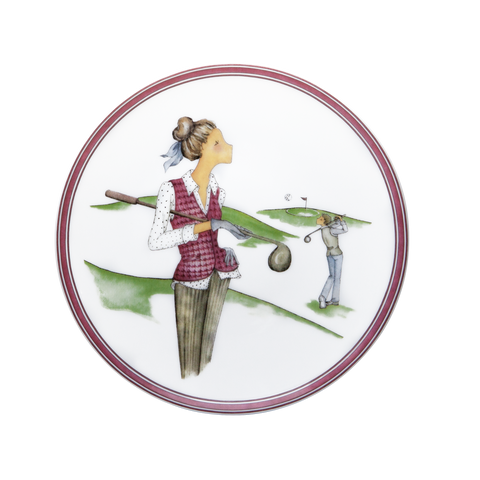 Set of 2 Dessert Plates Golf - Les Week-ends de Mademoiselle by Véronique Lataste