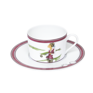 Set of 2 Teacups and Saucers Golf - Les Week-ends de Mademoiselle by Véronique Lataste