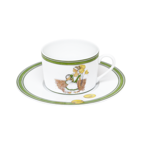 Set of 2 Teacups and Saucers Tennis - Les Week-ends de Mademoiselle by Véronique Lataste