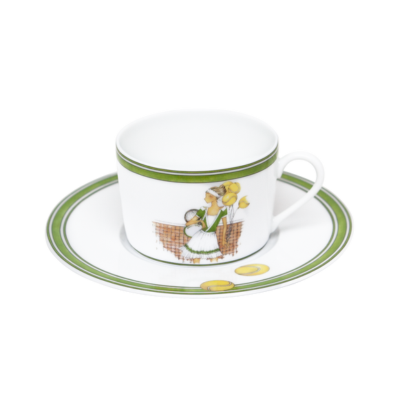 Set of 2 Teacups and Saucers Tennis - Les Week-ends de Mademoiselle by Véronique Lataste