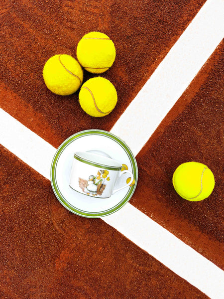 Set of 2 Teacups and Saucers Tennis - Les Week-ends de Mademoiselle by Véronique Lataste