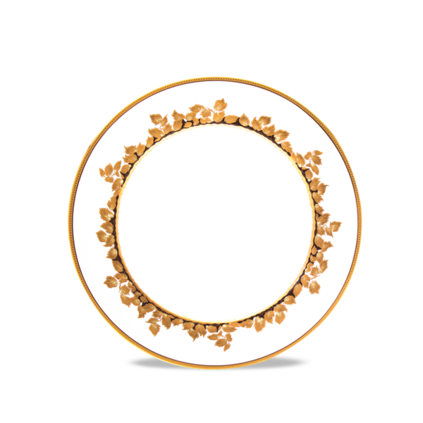 Set of 2 Dessert Plates Feuille d'Or white