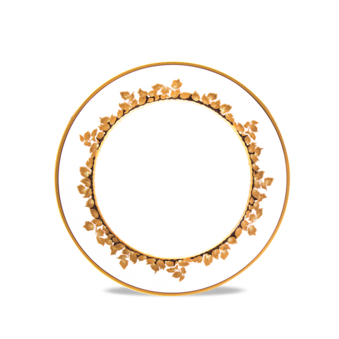 Set of 2 Dessert Plates Feuille d'Or white