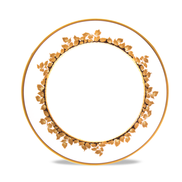 Set of 2 Dinner Plates Feuille d'Or white