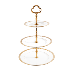 3 Tier cake plate - Plumes Or